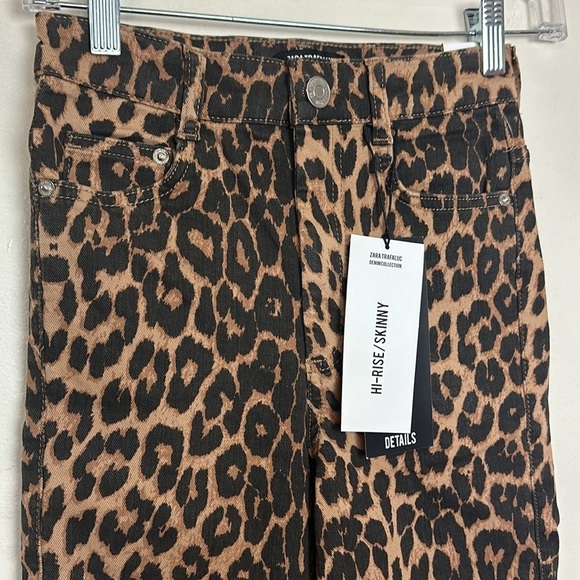 Zara High Rise Skinny Ankle Length Leopard Animal Print Denim Jeans 0327/221 - Picture 9 of 12